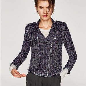 Navy Blue Sequined Jacket with Textured material